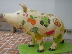 Colorful painted pig decoration
