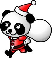 painted panda dressed as Santa Claus