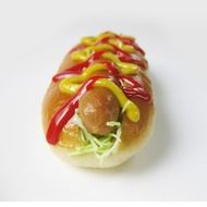 photo hot dog with ketchup and mustard