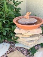 diy birdbath in the garden