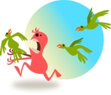 flock of green Bird Catch Funny Monster drawing