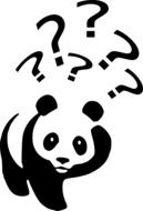 Panda and question marks drawing