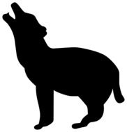 silhouette of a howling wolf on a white background