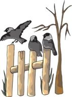 birds on the fence drawing