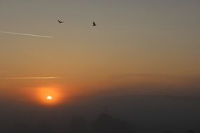 sun set during fog