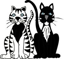 black cat and white cat like in the cartoon