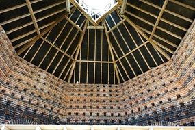large roof is a refuge for pigeons
