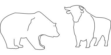 silhouette of a bear and a bull