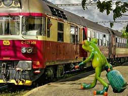 ceramic frog with suitcase