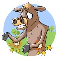 drawing of an injured farm cow