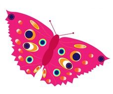 clipart of a bright pink butterfly