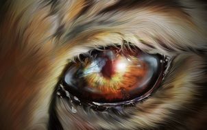 yellow eye of a tiger close up