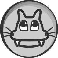 Grey and black icon with the cat