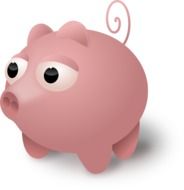 painted pig with a curled tail