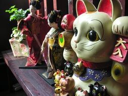 Beautiful japan dolls in still life