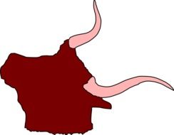 red silhouette of a head with horns