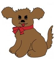 Cute Brown Puppy Dog with Red Bow