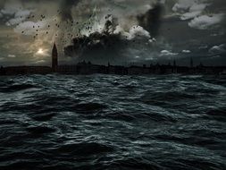 mystical landscape storm in Venice