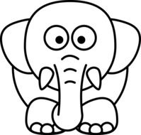 Cartoon Elephant, black outline