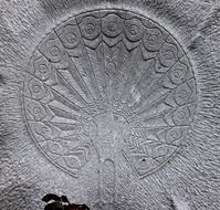 relief on the wall in the form of a peacock