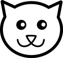 cartoon Cat Face, black outline