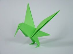 green Origami Folding Bird