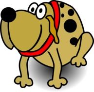 cartoon spotted dog with a red collar