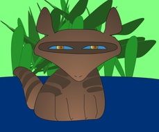 cartoon swimming raccoon