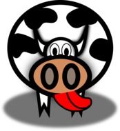 drawing of a funny cow with its tongue hanging out