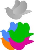 colorful multi-colored silhouettes of pigeons