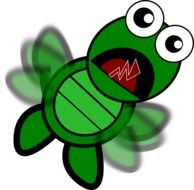 drawing of a green fluttering turtle