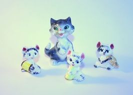 porcelain figurines with a cat orchestra