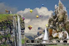 surreal composition with balloons