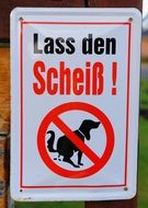 dog excrement Prohibition Signs