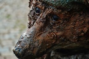wooden fox statue