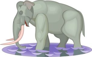 elephant in water as a drawing