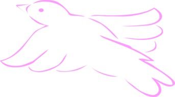 pink drawing of a bird on a white background