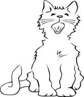 drawing fluffy yawning cat