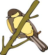 graphic image of a yellow bird on a branch