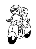 Clipart of cute Cat Scooters