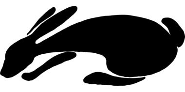 Black silhouette of rabbit