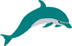 Teal and grey Dolphin, drawing