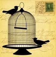 Clipart illustration of Vintage Victorian Bird cage