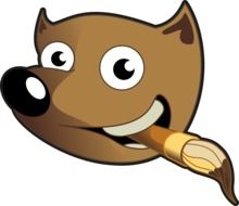 the animal's face with the brush in her mouth drawing