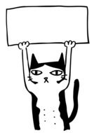 cartoon cat with a sheet of paper