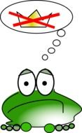 drawing of a frog dreaming of becoming a princess on white background