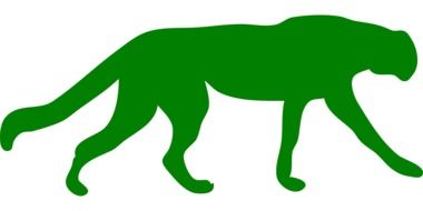green cheetah silhouette on a white background