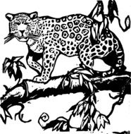 black and white graphic image of a jaguar in detail