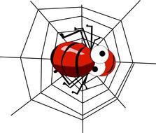 drawing of a spider on the cobweb