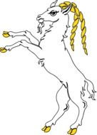 drawing of a white goat with horns